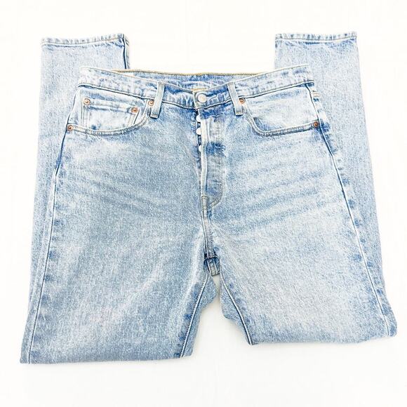 Levi's 501 Skinny Light Wash Denim Jeans Button Fly Capital Letters SIze 31 x 30 - Picture 4 of 9